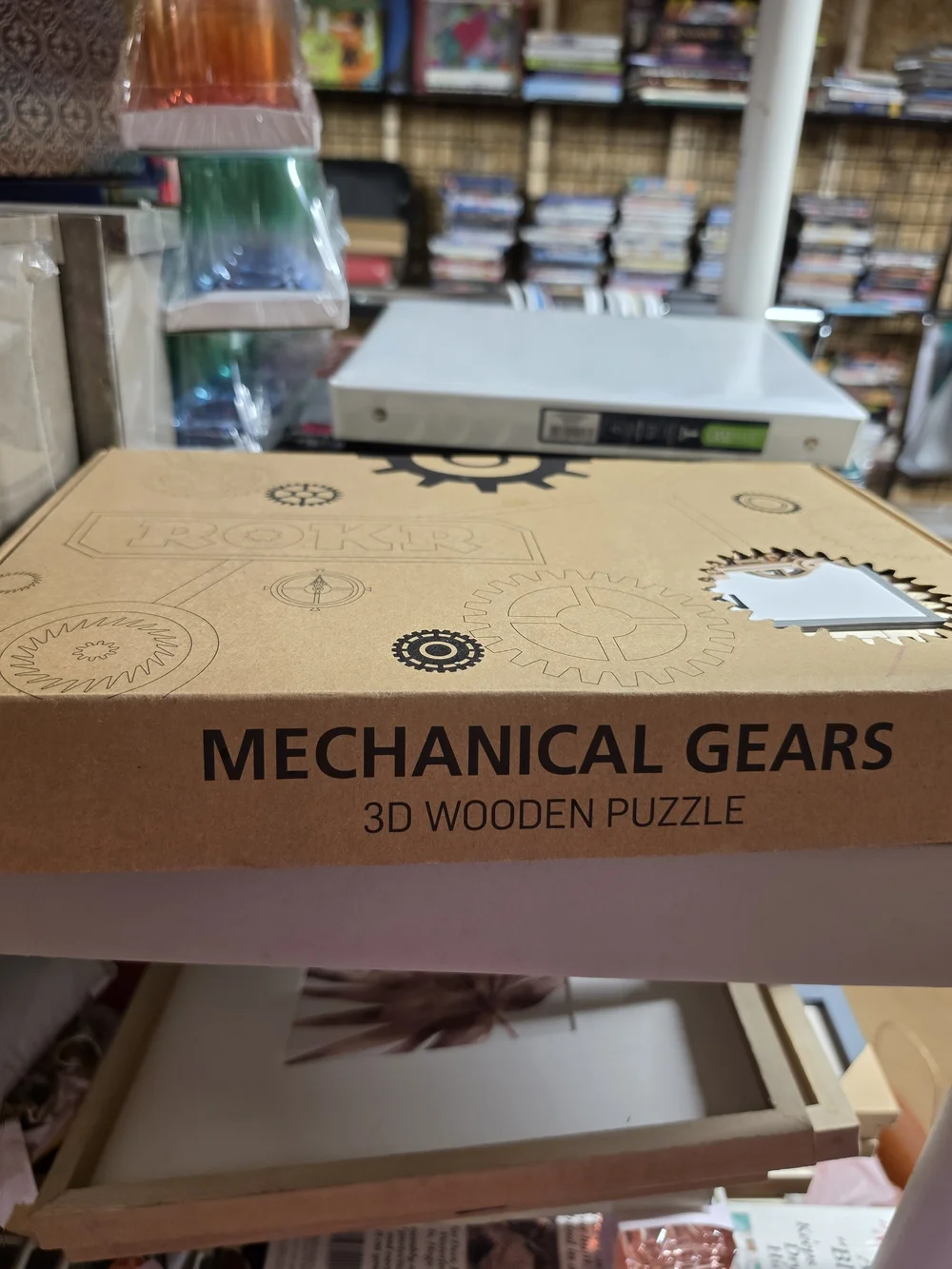 AT-1 Mechanical Gears 3D Wooden Puzzle - Natural Brown Wood